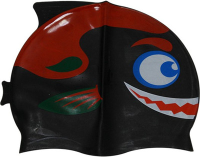 

Toygully Fish Pattern Silicone Swimming Cap(Black, Pack of 1)