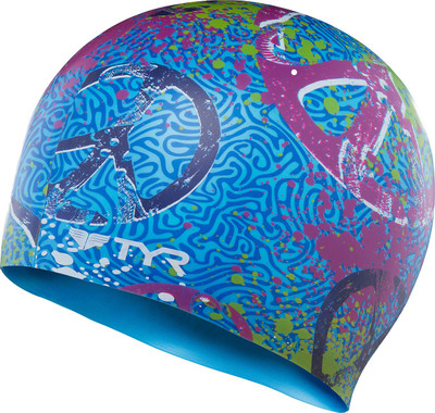 

TYR Love and Happiness Swimming Cap(Multicolor), Blue;pink