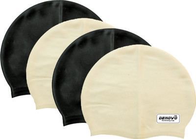 

DeNovo Imported Set of 4 Swimming Cap(Multicolor, Pack of 4), Black;white