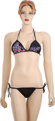 

FIHA Triangle Cup Bikini Floral Print Women's Swimsuit, Black