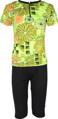 

Rovars Floral Print Girls Swimsuit, Light yellow