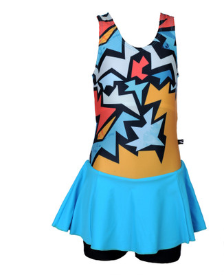 

Champ Girls Swimwear Sleeveless Frock -Short Bloomer Printed Girls Swimsuit, Sb