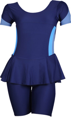 

Champ Frock With Knee Length Shorts W/Pad Provision Solid Women's Swimsuit, Dark blue