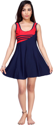 

Carrel Solid Women's Swimsuit, Red and dark blue
