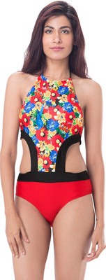 

PrettySecrets Floral Print Women's Swimsuit, Red;multi colour