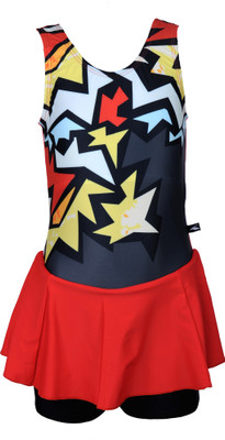 

Champ Girls Swimwear Sleeveless Frock -Short Bloomer Printed Girls Swimsuit, Rd