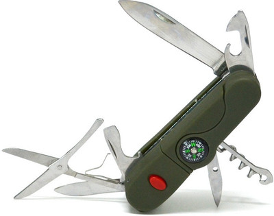 Bs Spy 100% Original 15 In 1 With Led And Mirror 15 Function Multi Utility Swiss Knife(Green)
