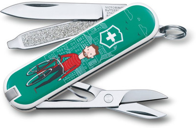 

Victorinox 0.6223.L1508 - Classic, 58mm, "Ride Your Bike" 7 Function Multi Utility Swiss Knife(Green)