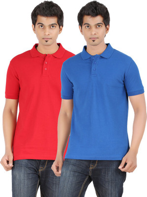 

Ap'pulse Solid Men' Polo Neck Red, Blue T-Shirt(Pack of 2, Rblue;red