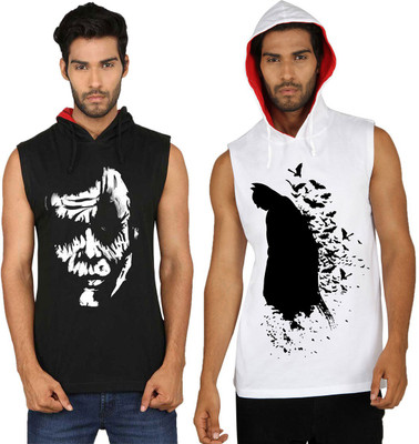 

SayItLoud Printed Men's Hooded Multicolor T-Shirt(Pack of 2