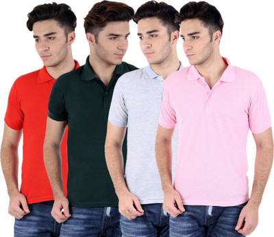 

Sanvi Traders Solid Men Polo Neck Multicolor T-Shirt(Pack of 4