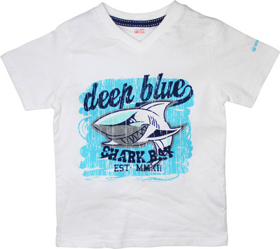 

FS Mini Klub Boys Printed Cotton T Shirt(White, Pack of 1
