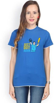 

Campus Sutra Solid Women' Round Neck Blue T-Shirt, Royal blue