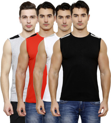 

Casual Tees Solid Men' Round Neck White, Black, Red, Grey T-Shirt(Pack of 4, Black;grey;red;white