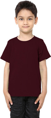 

99Tshirts Boys Solid Cotton T Shirt(Maroon, Pack of 1)