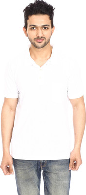 Avantaa Tees Solid Men's Polo Neck White T-Shirt