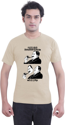 

Tantra Graphic Print Men's Round Neck Beige T-Shirt