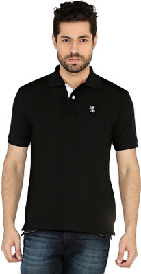 

The Cotton Company Solid Men's Polo Neck Black T-Shirt