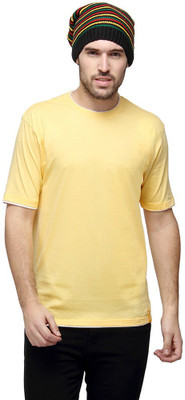 

Campus Sutra Solid Men Round Neck Yellow T-Shirt