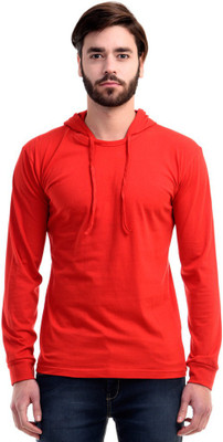 

Mi Moda Solid Men' Hooded Red T-Shirt
