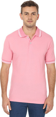 Black Collection Printed Men Polo Neck Pink T-Shirt