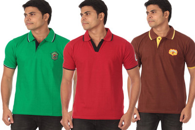 

Rampwaq Solid Men's Polo Neck Multicolor T-Shirt(Pack of 3
