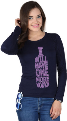 

SayItLoud Printed Women's Round Neck Blue T-Shirt, Navy blue