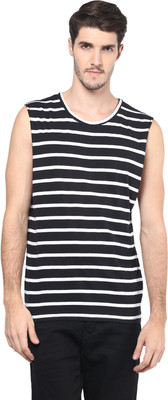 HYPERNATION Striped Men High Neck Black T-Shirt
