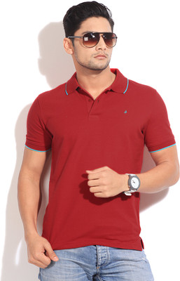 

John Players Solid Men's Polo Neck Red T-Shirt, 1a6