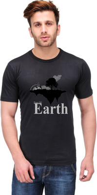 

Trendster Printed Men' Round Neck Black T-Shirt