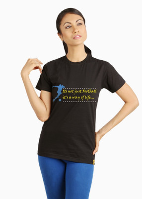 

Campus Sutra Printed Women' Round Neck Black T-Shirt