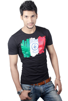 

Spur Printed Men' Round Neck Black T-Shirt