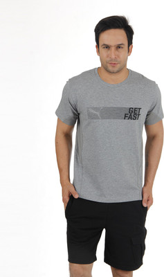 

Puma Printed Men's Round Neck Grey T-Shirt, Gray