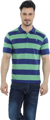 

The Cotton Company Striped Men' Polo Neck Blue, Green T-Shirt, Green;navy