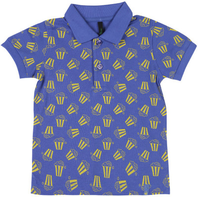 

United Colors of Benetton Boys Printed Cotton T Shirt(Blue, Pack of 1, 902