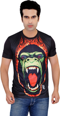 

Tantra Graphic Print Men's Round Neck Black T-Shirt