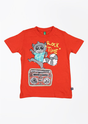 

United Colors of Benetton Boys Solid Cotton T Shirt(Red, Pack of 1, 10v