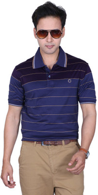 

Proline Striped Men's Flap Collar Neck Blue T-Shirt