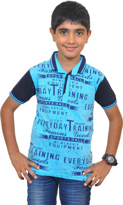 

Pari & Prince Boys Printed T Shirt(Light Blue, Pack of 1, Sky blue