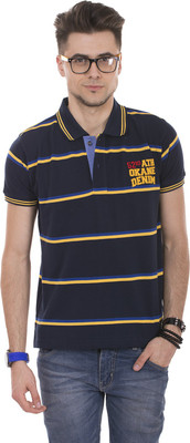 

Okane Striped Men's Polo Neck Dark Blue T-Shirt, Navy