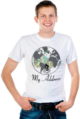 

6th Cross Graphic Print Men's Round Neck White T-Shirt