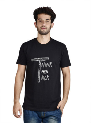 

Menlo Graphic Print Men's Round Neck Black T-Shirt