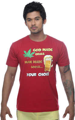 

Clickroo Printed Men's Round Neck Red T-Shirt