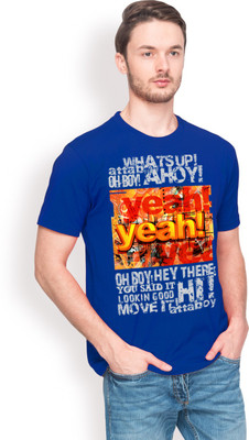 

Nikolas Graphic Print Men's Round Neck Blue T-Shirt