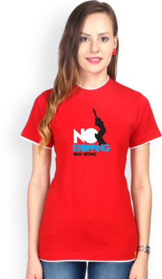 

Campus Sutra Solid Women' Round Neck Red T-Shirt