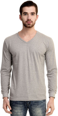 

Mi Moda Solid Men' V-neck Grey T-Shirt