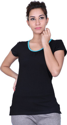 

Proline Solid Women' Round Neck Black T-Shirt