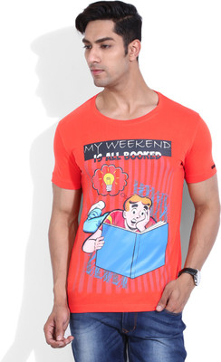 

Status Quo Printed Men's Round Neck Orange T-Shirt, Lt.coral