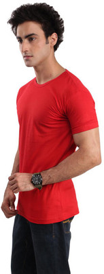 Inkovy Solid Men' Round Neck Red T-Shirt