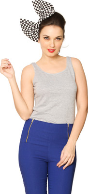 

Miss Chase Solid Women's Round Neck Grey T-Shirt, Grey melange